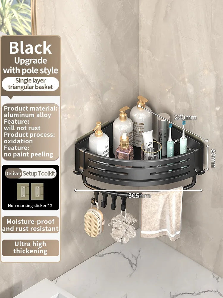 Étagère de Salle de Bain Sans Perçage Triangulaire ou Carrée 68 cm