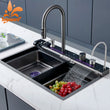 Évier Cuisine Inox Cascade Multifonction, Robinet Inclus, 60 à 80 cm