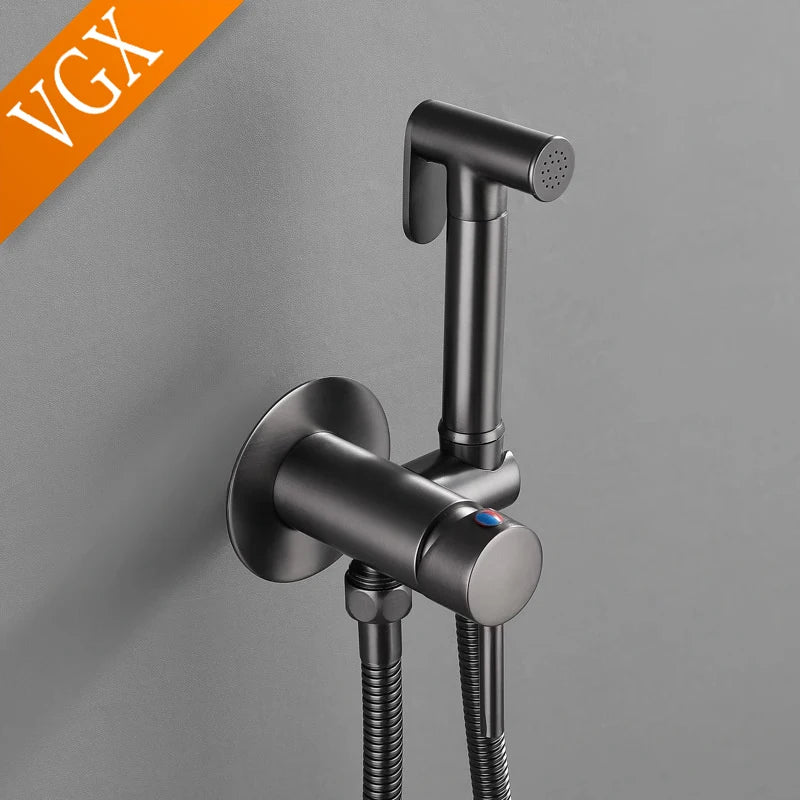 Douchette WC Mitigeur à Platine Ronde en Laiton, 5 Finitions