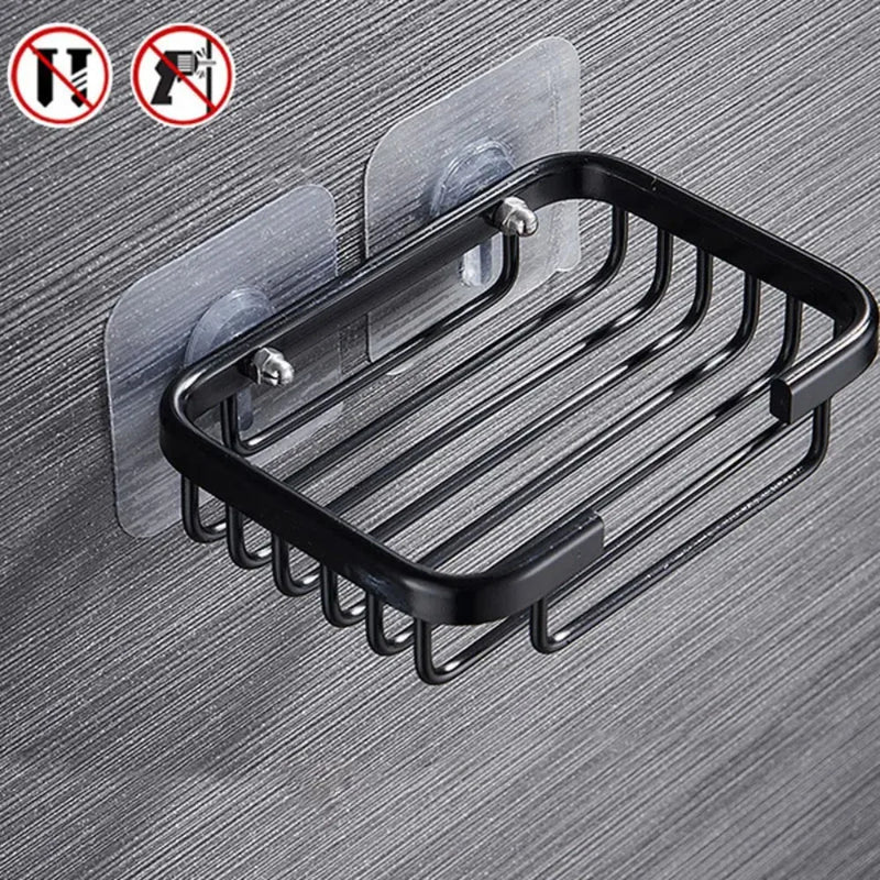 Porte-Savon Mural Aluminium sans Perçage à Grille de Drainage 13 cm