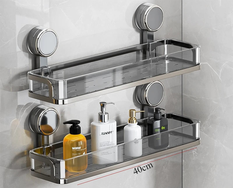 Étagère Salle de Bain à Ventouses Sans Perçage, Simple, Double ou Angle