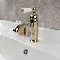 Mitigeur Lavabo Rétro Poignée Blanche Laiton, 6 Finitions