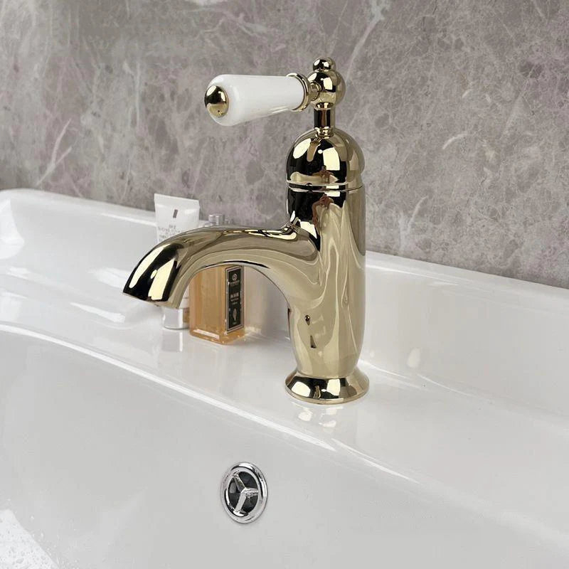 Mitigeur Lavabo Rétro Poignée Blanche Laiton, 6 Finitions