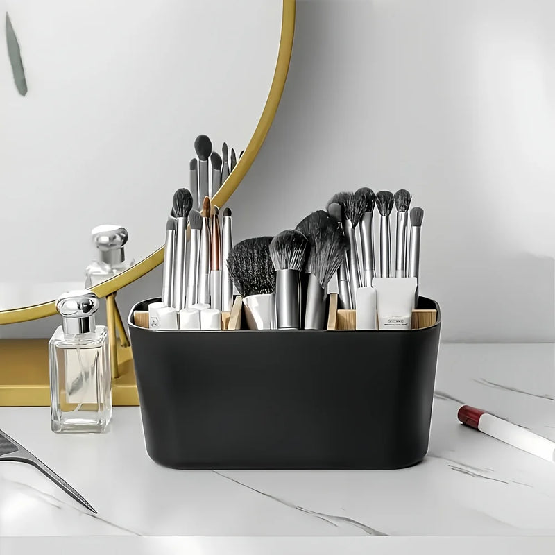 Porte-Brosse à Dents Bambou 5 Compartiments Blanc ou Noir 19 cm