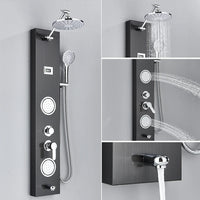 Colonne de Douche avec Niche, Pommeau Pluie Rond et Jets de Massage