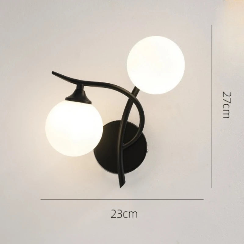 Applique Murale Boules de Verre Nordique, Noire ou Dorée, 27 x 23 cm