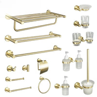Accessoires Salle de Bain Doré Brossé Inox à la Pièce, 15 Articles