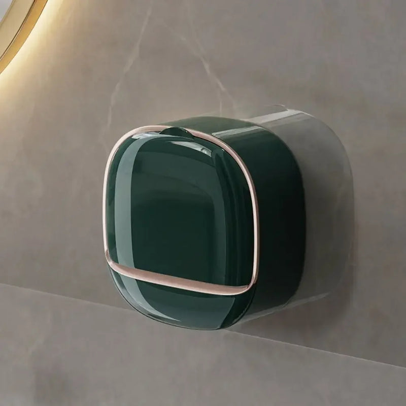 Porte-Savon Mural à Couvercle et Drainage, Vert, Blanc ou Beige, 2 Formats