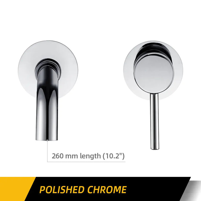 Robinet Mural Lavabo Encastré Laiton, Bec 15 à 26 cm, 9 Finitions