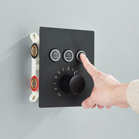Douche Encastrable Thermostatique 3 Boutons, Plafond LED Pluie et Cascade