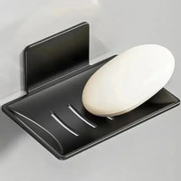 Porte-Savon Mural Sans Perçage en Inox, Noir, Blanc ou Gris, Autodrainant