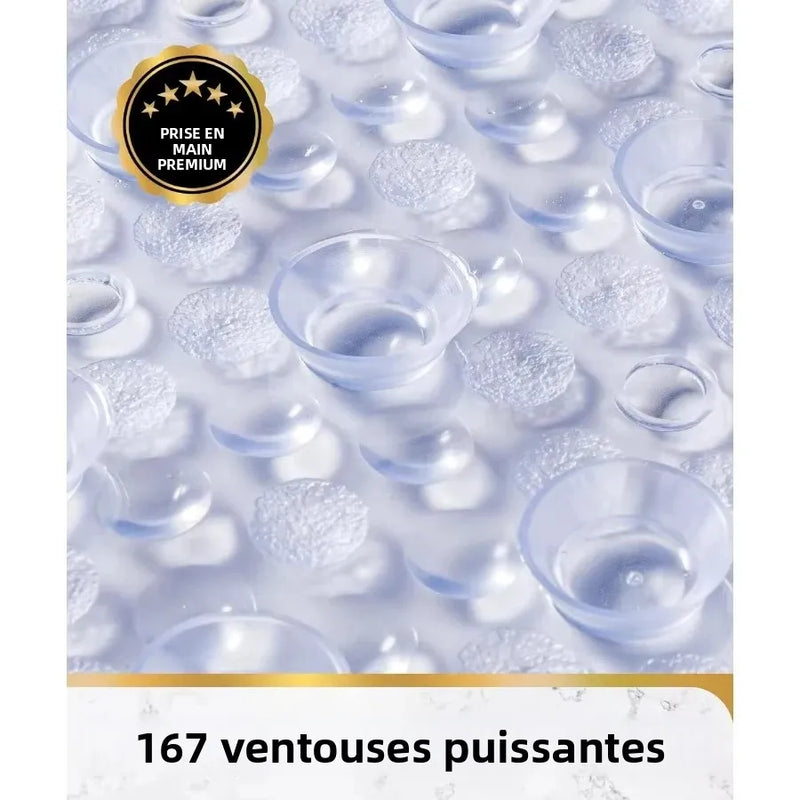 Tapis de Douche Ovale à Bulles Ventouses Anti-Moisissure