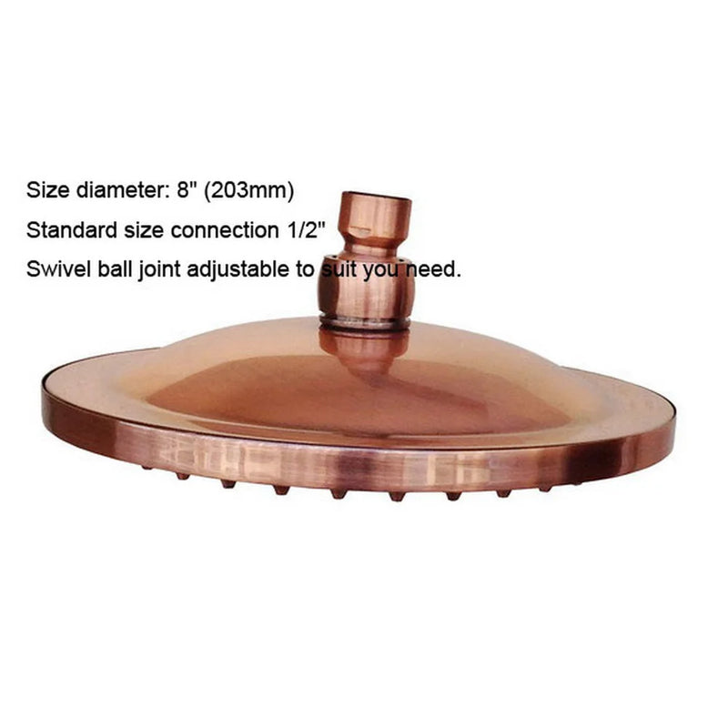 Pommeau de Douche Pluie Rond en Laiton Cuivre Rouge Antique 20 cm