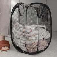 Panier à Linge Pliable en Maille Noire, 1 ou 2 Pièces