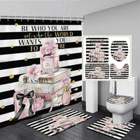 Rideau de Douche Flacon Parfum 180x180 cm et Tapis à la Pièce