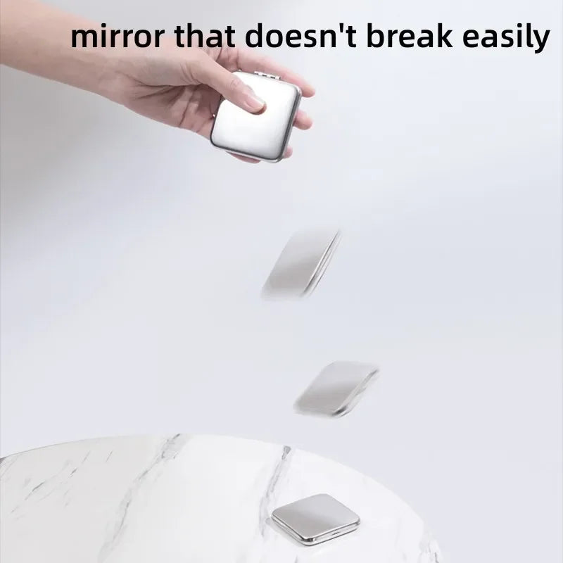Miroir de Poche Pliant Inox, Rond, Carré ou Lot de 2