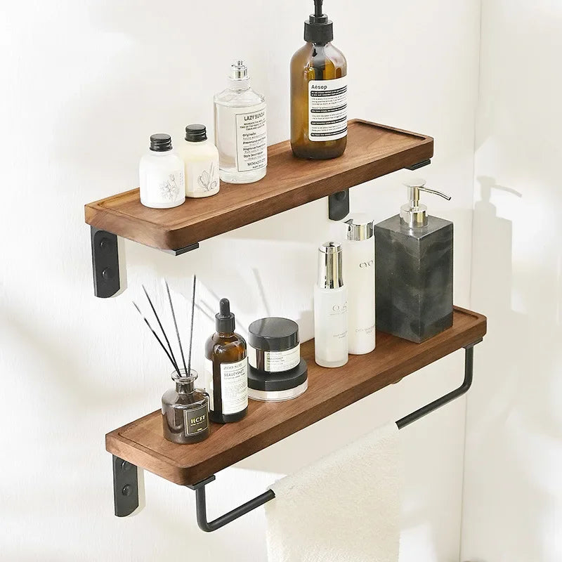 Accessoires Salle de Bain Bois Noyer Noir à la Pièce, 15 Articles