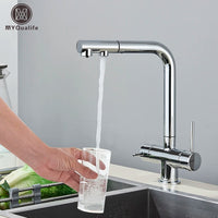 Mitigeur de Cuisine Filtrant Laiton Double Poignée Extractible