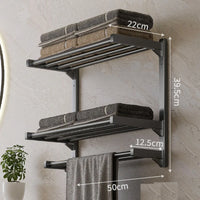 Porte-Serviette Mural Pliable Inox 50 cm