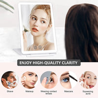 Miroir de Maquillage LED Pliant Rechargeable USB, 3 Teintes de Lumière
