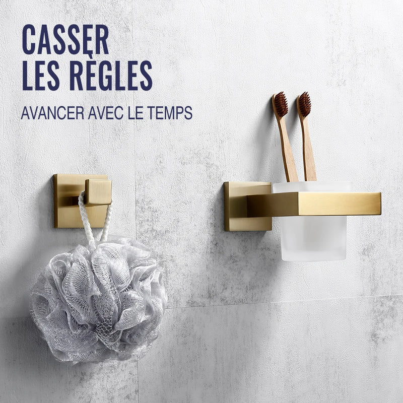 Accessoires Salle de Bain Doré Brossé à la Pièce ou en Kit