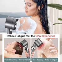 Pommeau de Douche à Filtre Massage, Kit avec Flexible et Support, Gris ou Violet