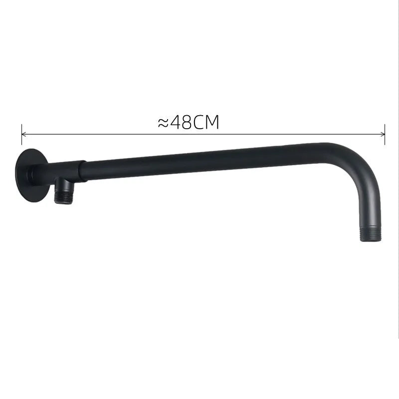 Bras de Douche Mural Inox 33 à 48 cm, Noir ou Chromé