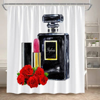 Rideau de Douche Flacon Parfum 180x180 cm et Tapis à la Pièce