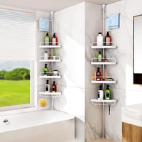 Étagère d'Angle de Douche Télescopique 4 Niveaux Sol-Plafond