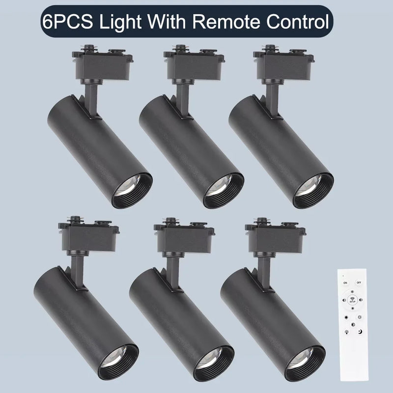 Spot LED sur Rail Dimmable, Kit 3 à 8 Spots 20 W avec Télécommande