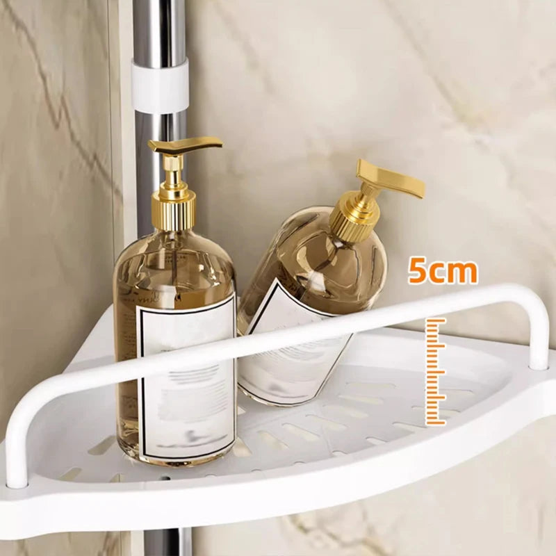 Étagère de Douche Télescopique Inox 4 Niveaux, Noir ou Blanc