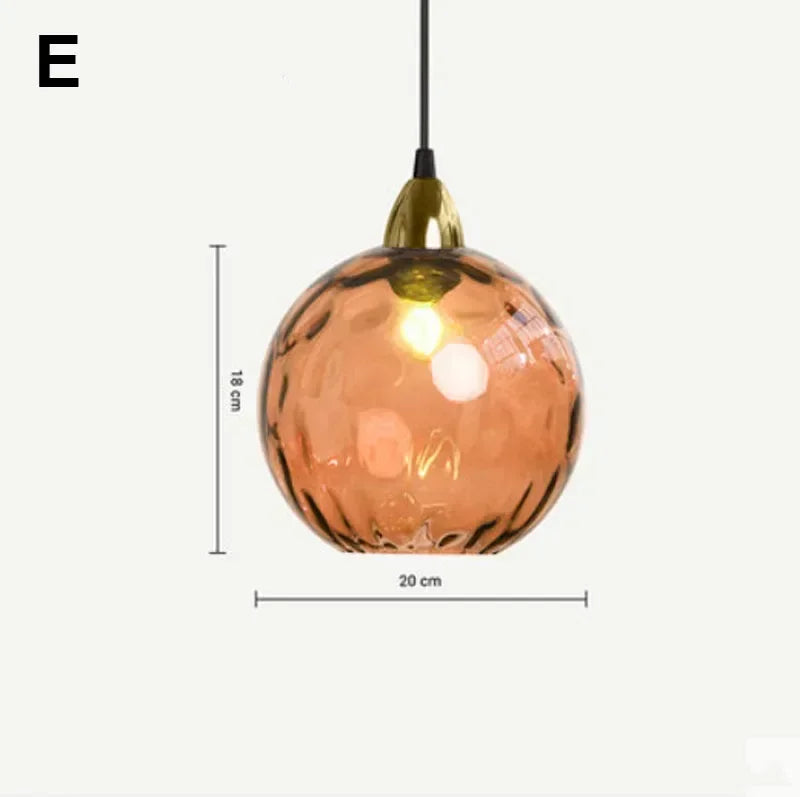 Suspension Cuisine Globes en Verre Coloré Texturé, 1 à 8 Têtes