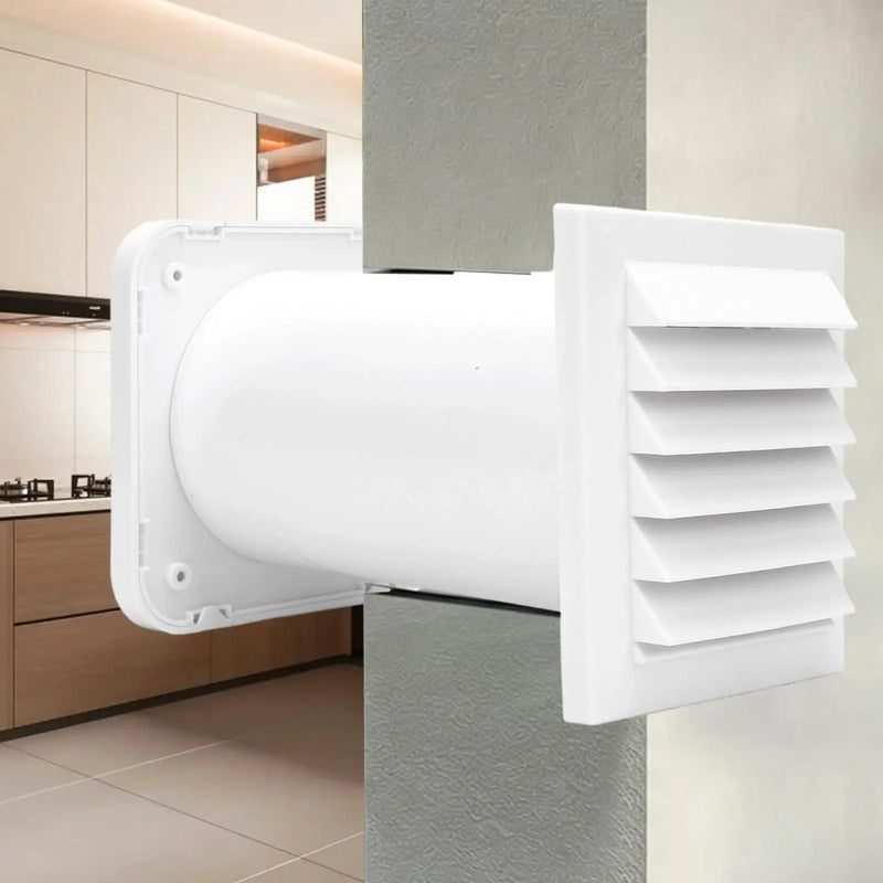 Kit de Ventilation Murale Traversant 100 mm, Longueur Réglable, Blanc
