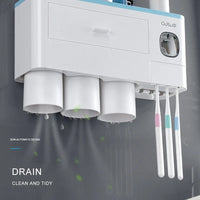 Porte-Brosse à Dents Mural Sans Perçage avec Distributeur de Dentifrice et Gobelets