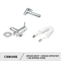 Douchette WC Laiton Eau Froide avec Robinet d'Arrêt, Flexible Inox ou Spiralé