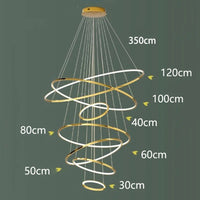 Suspension Cuisine LED à 5, 6 ou 7 Anneaux, Double Hauteur et Escalier