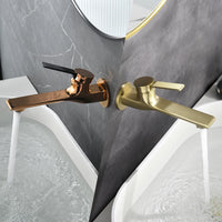 Robinet Mural Lavabo Laiton à Levier et Bec Plat, 5 Finitions