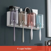 Porte-Brosse à Dents Mural Sans Perçage, 2 à 4 Gobelets, Distributeur Optionnel