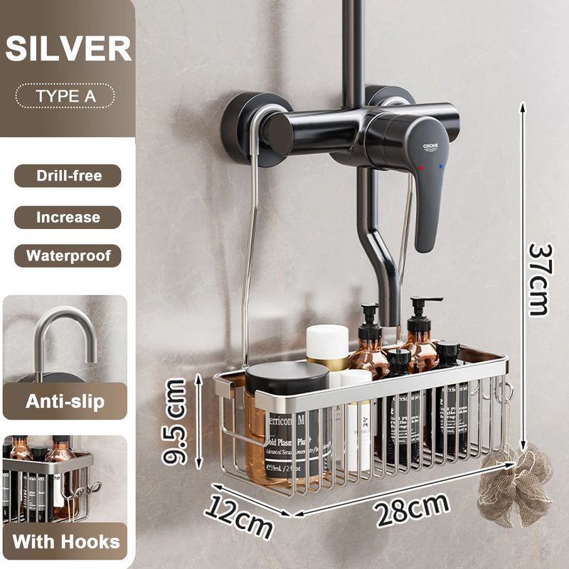 Étagère de Douche à Suspendre Sans Perçage, Panier Rectangulaire ou Ovale