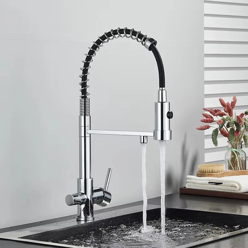 Mitigeur Cuisine Eau Filtrée 3 Voies Double Bec, 11 Modèles