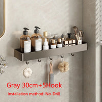 Étagère Salle de Bain Murale Aluminium Noir ou Gris, 30 ou 40 cm