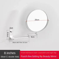 Miroir Grossissant Mural Noir Double Face Bras Extensible 20 cm
