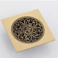 Bonde de Douche Carrée Laiton Sculpté 15 x 15 cm, 3 Motifs
