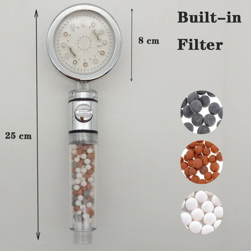 Pommeau de Douche LED avec Billes Minérales Filtrantes, 3 ou 7 Couleurs