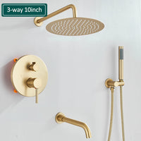 Douche Encastrable Dorée 2-3 Voies Effet Pluie