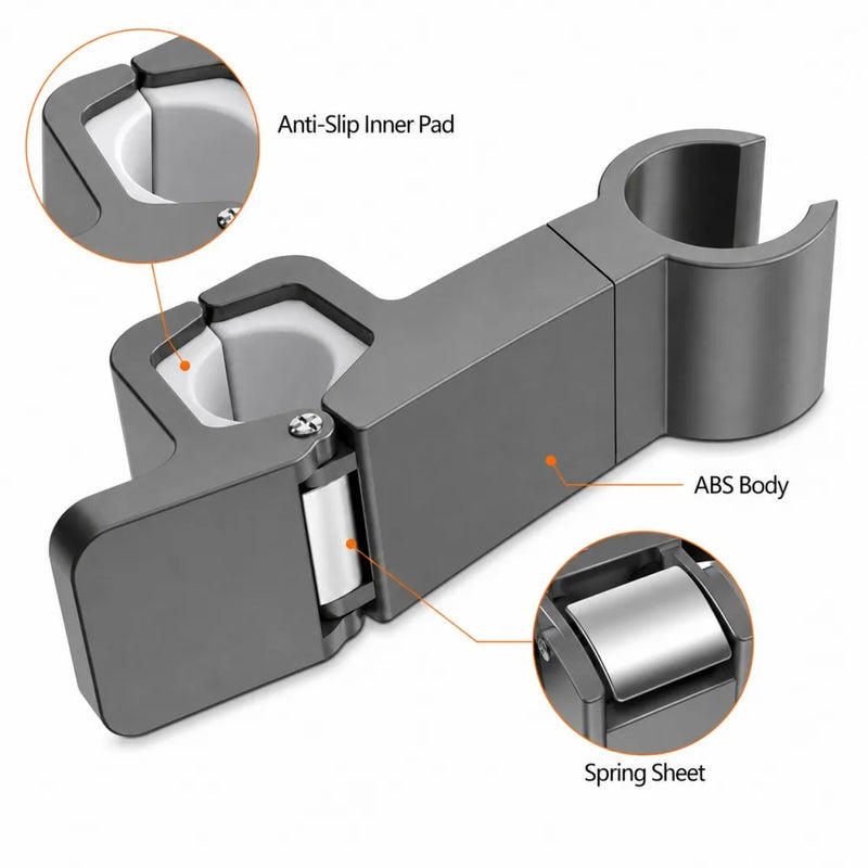 Support Douchette à Clipser sur Barre de Douche, Sans Perçage, Orientable