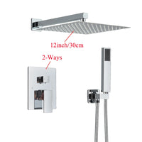 Douche Encastrable 2 Voies à Pommeau Carré, 25 à 40 cm, 4 Finitions