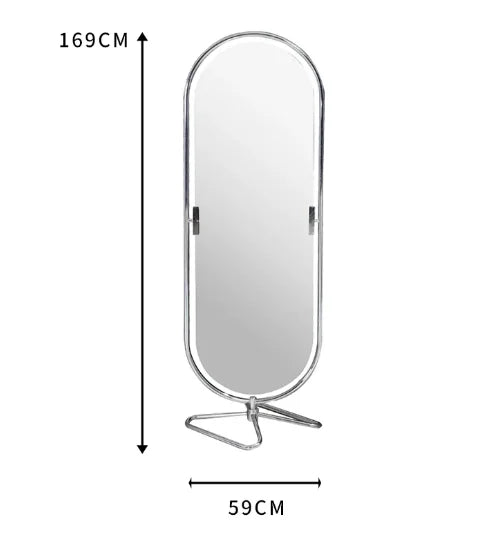 Miroir sur Pied Ovale Rotatif Inox 169 cm, 3 Articles à la Pièce