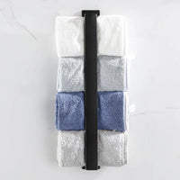 Porte-Serviette Adhésif Barre Plate Noir Mat ou Blanc 30 à 50 cm