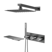 Douche Encastrable Thermostatique Pomme de Pluie Carrée, Plafond ou Mural, 4 Finitions